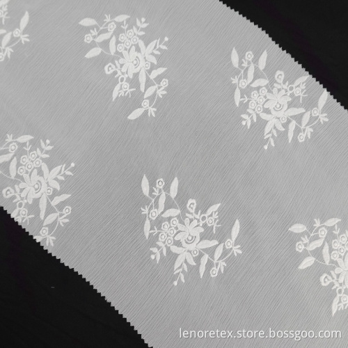 Cotton Flower Pattern 100% Polyester White Tulle Fabric